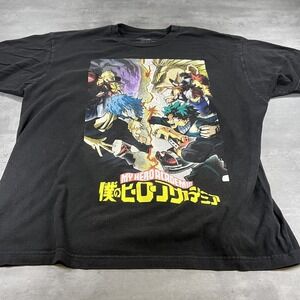 My Hero Academia Shirt Adult XL Black Anime Manga Japanese‎ Solo Faded Thrashed